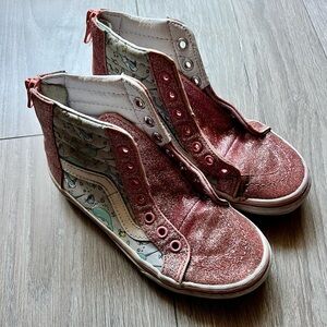 Vans Pink Sparkle and Blue Shark Party Sk8 High Sneakers Size 13 PLAY